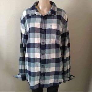 Roots plaid flannel button down shirt, men's XL